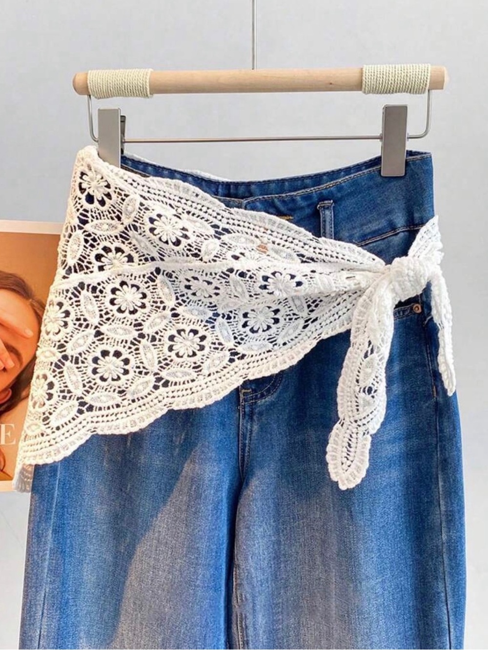 White Crochet Tie-Waist Scarf Belt